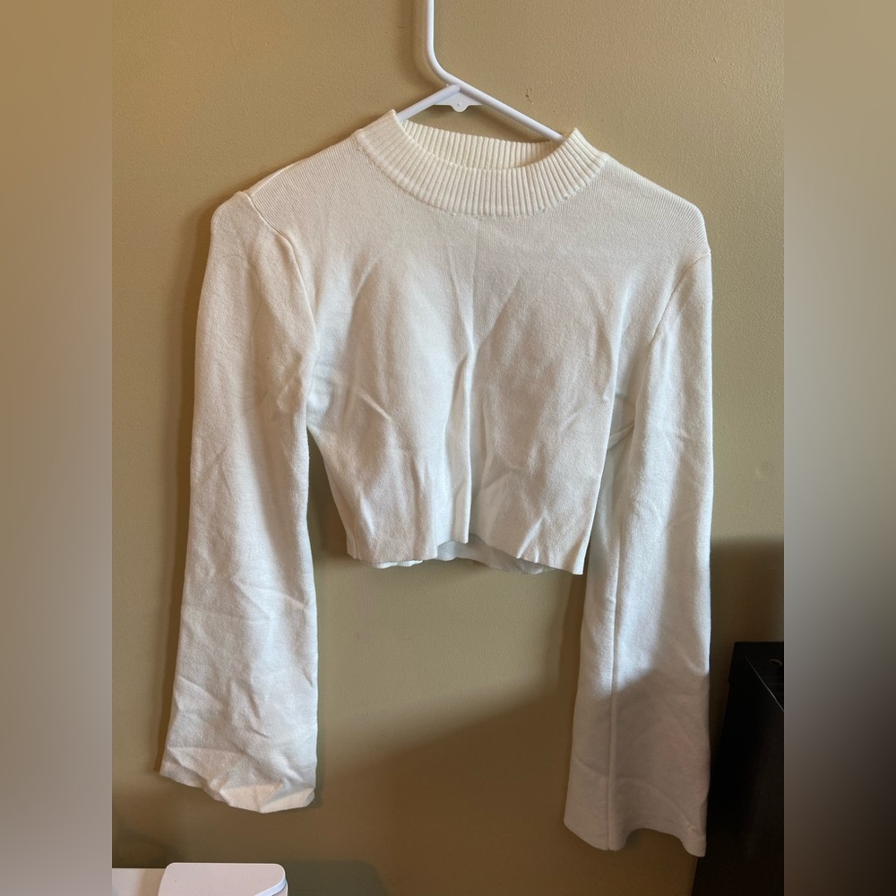 Cropped bell sleeve sweater